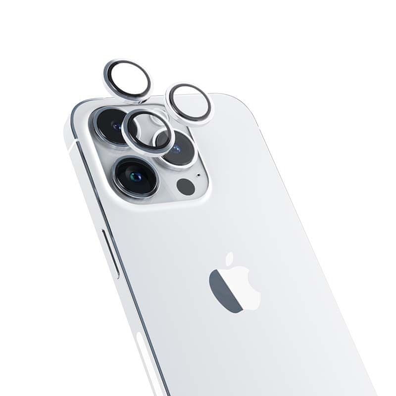 EPICO Hliníkové ochranné sklo na šošovky fotoaparátu pre iPhone 14 Pro / 14 Pro Max (6,1") 69312152100001 - strieborná